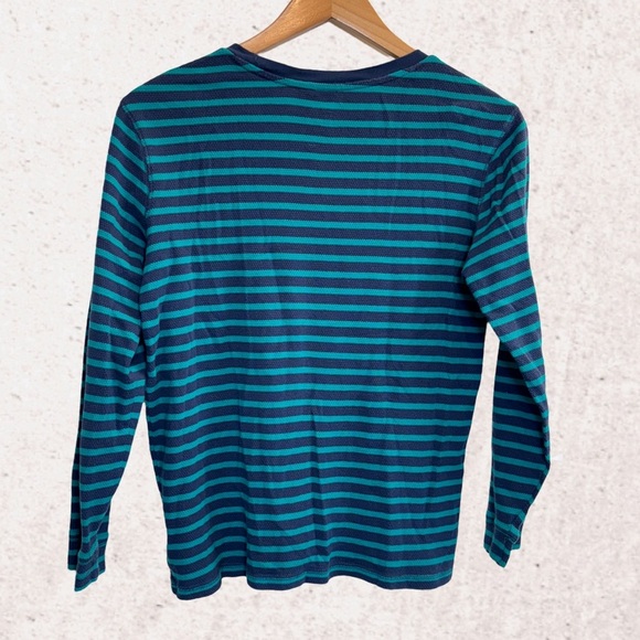 Old Navy Kids Long Sleeve Striped Tee - Blue and Green - Picture 2 of 4